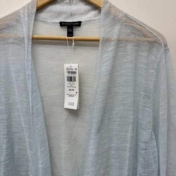 NWT Eileen Fisher Women's Sheer Aqua Linen Shape Cartigan $268 - Sz XL - Picture 11 of 11
